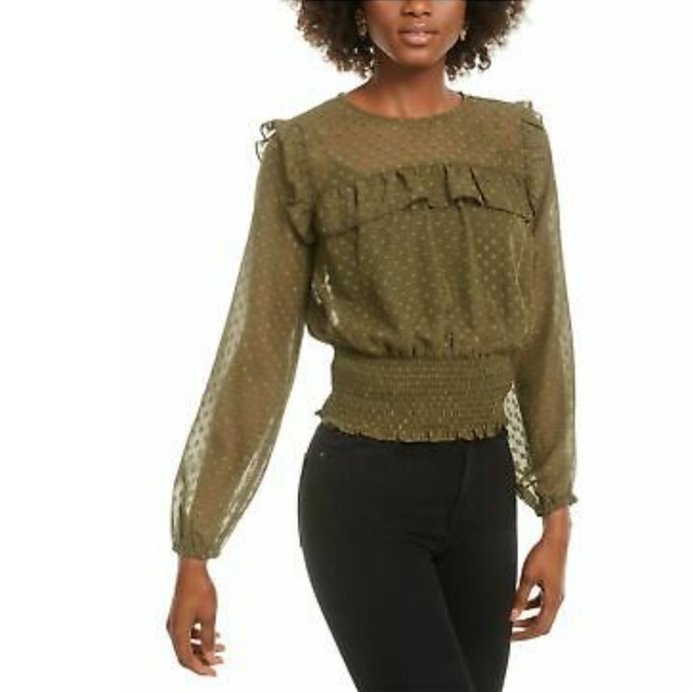 🌸Love Fire Green Long Sleeve Blouse 3/$10